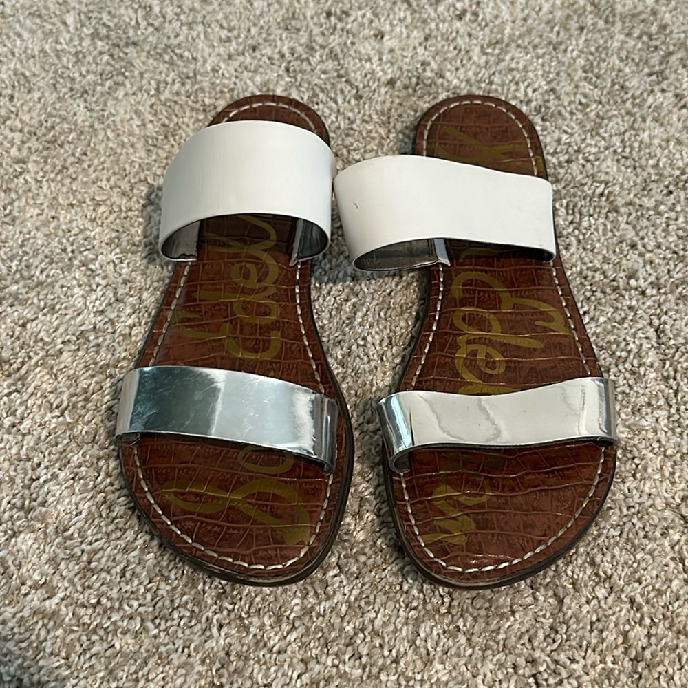 Sam Edelman White and Silver Sandals